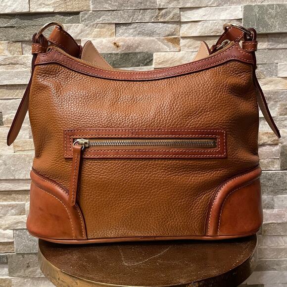 Dooney & Bourke Wexford Leather Hobo Shoulder Bag | Large | Chestnut & Tan - Picture 4 of 16